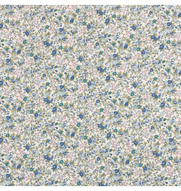 Sevenberry Cheerful, Rose Floral in Blue, Fabric Half-Yards