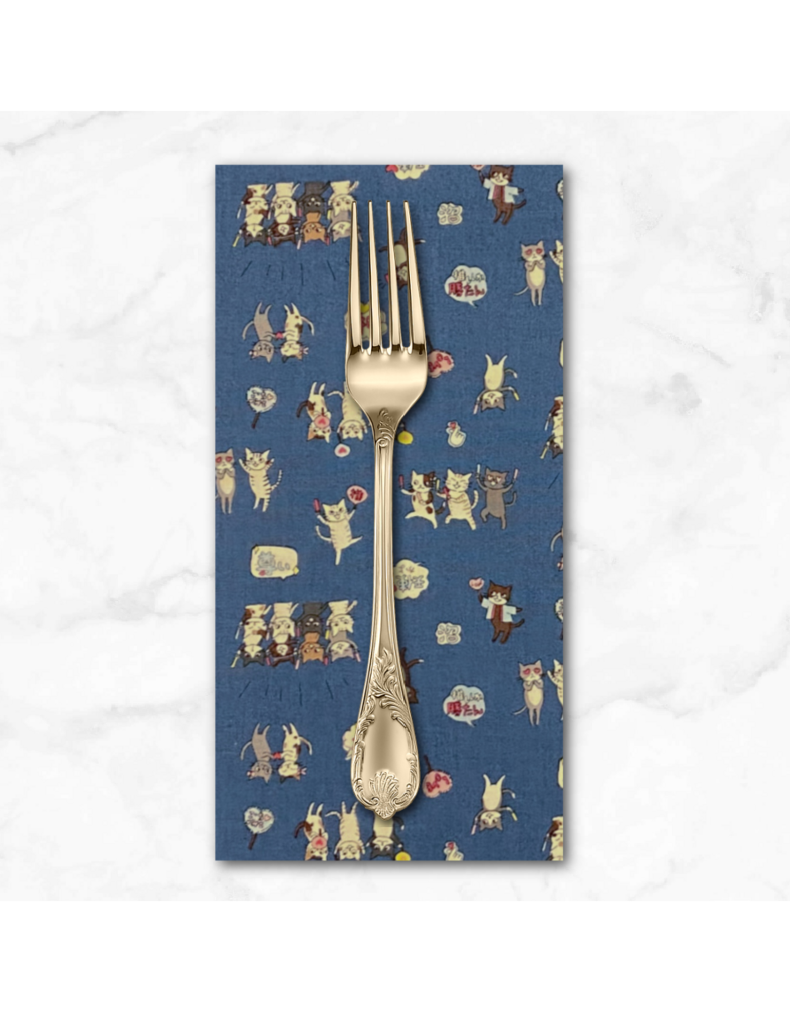 PD's Kokka Japan Collection Japan Novelty,  Kawaii Cats Cheering in Blue , Dinner Napkin