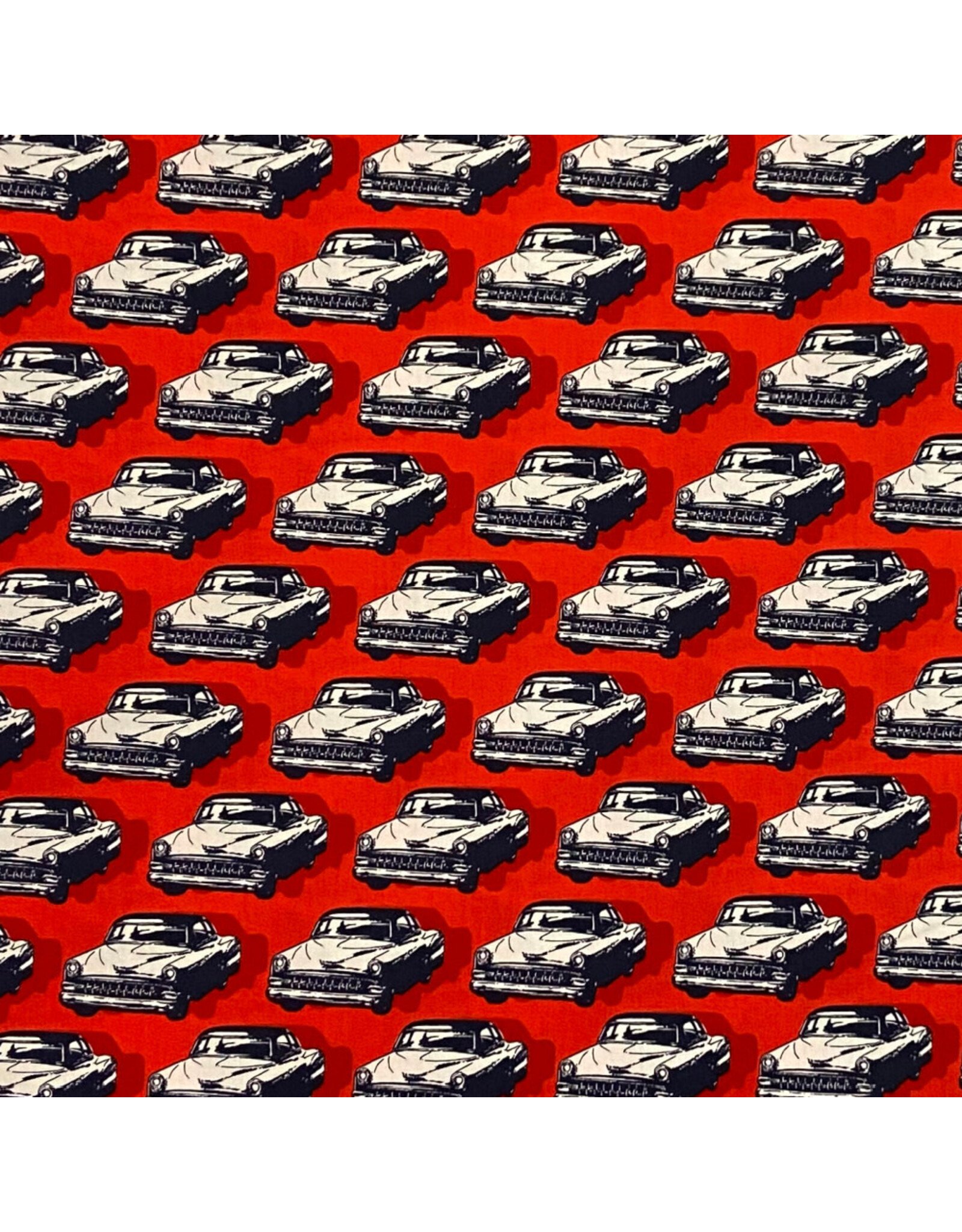 Sevenberry Japan Novelty, Classic Cars in Redbase, Fabric Half-Yards