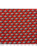 Sevenberry Japan Novelty, Classic Cars in Redbase, Fabric Half-Yards