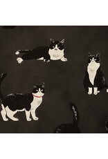 Cosmo, Japan Cotton Canvas, Cosmo Japan, Tuxedo Cats in Slate, Fabric Half-Yards