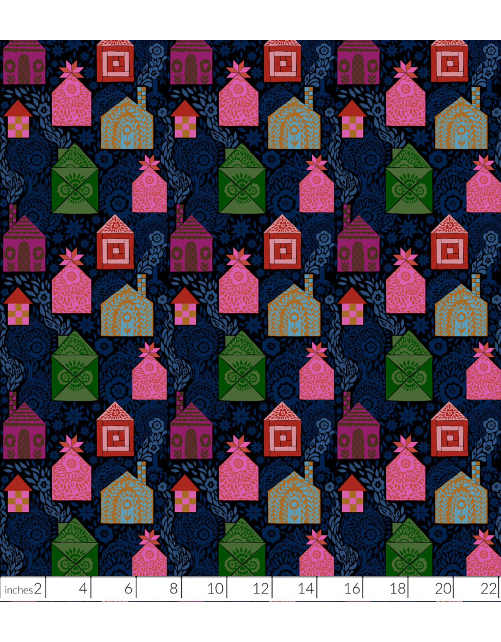 Anna Maria Allegory, Storybook in Dark, Fabric Half-Yards