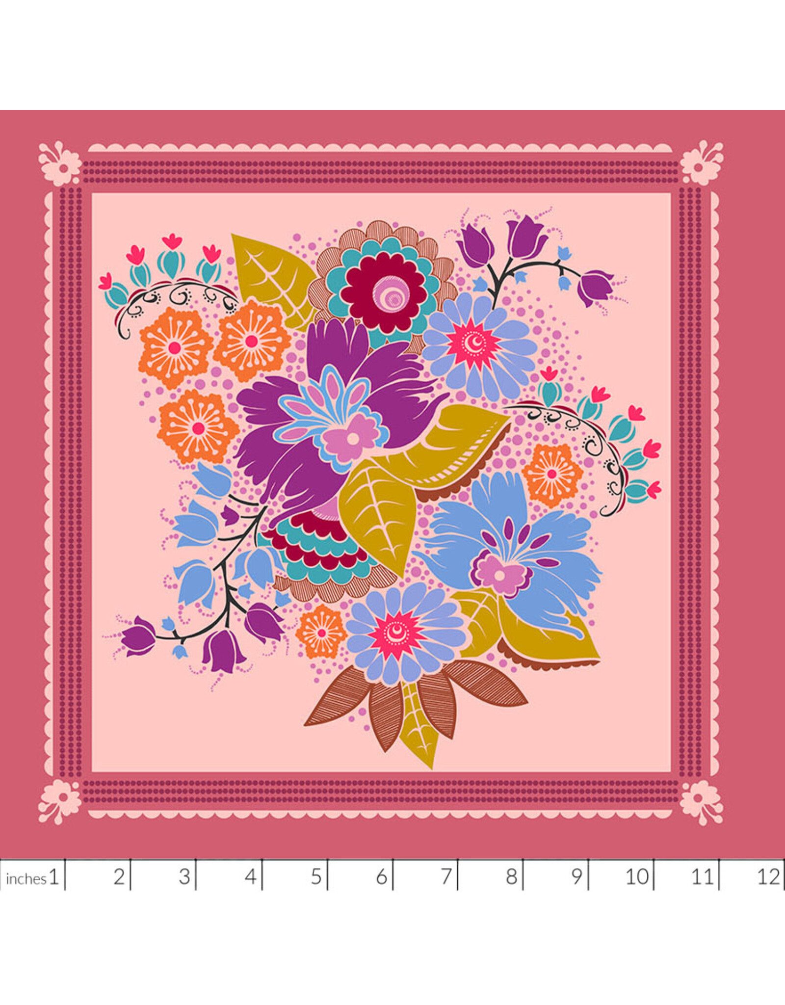 Anna Maria Allegory, Square Dance in Glow, Fabric PER 12" REPEAT