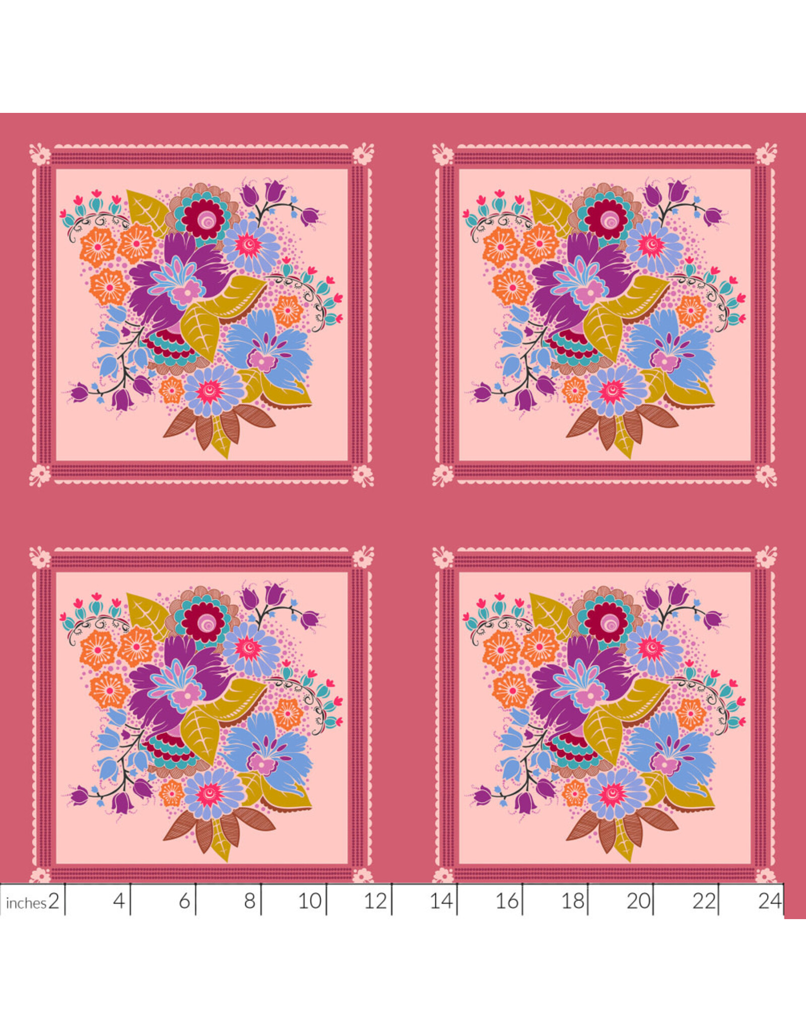 Anna Maria Allegory, Square Dance in Glow, Fabric PER 12" REPEAT