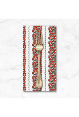 PD's Paintbrush Studio Collection Timeless Tattoos, Cherry Heart Stripe Tattoos in White, Dinner Napkin