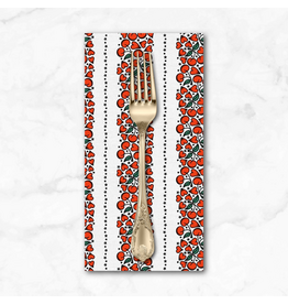 PD's Paintbrush Studio Collection Timeless Tattoos, Cherry Heart Stripe Tattoos in White, Dinner Napkin