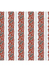 Paintbrush Studio Timeless Tattoos, Cherry Heart Stripe Tattoos in White, Fabric Half-Yards