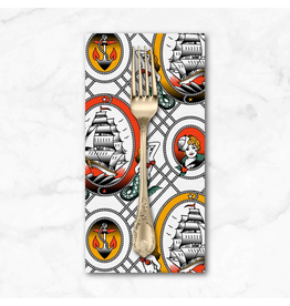 PD's Paintbrush Studio Collection Timeless Tattoos, Sailor Tattoos in White, Dinner Napkin
