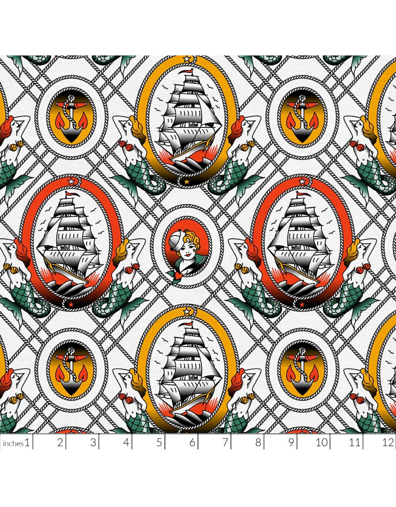 PD's Paintbrush Studio Collection Timeless Tattoos, Sailor Tattoos in White, Dinner Napkin