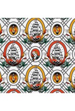 Paintbrush Studio Timeless Tattoos, Sailor Tattoos in White, Fabric Half-Yards