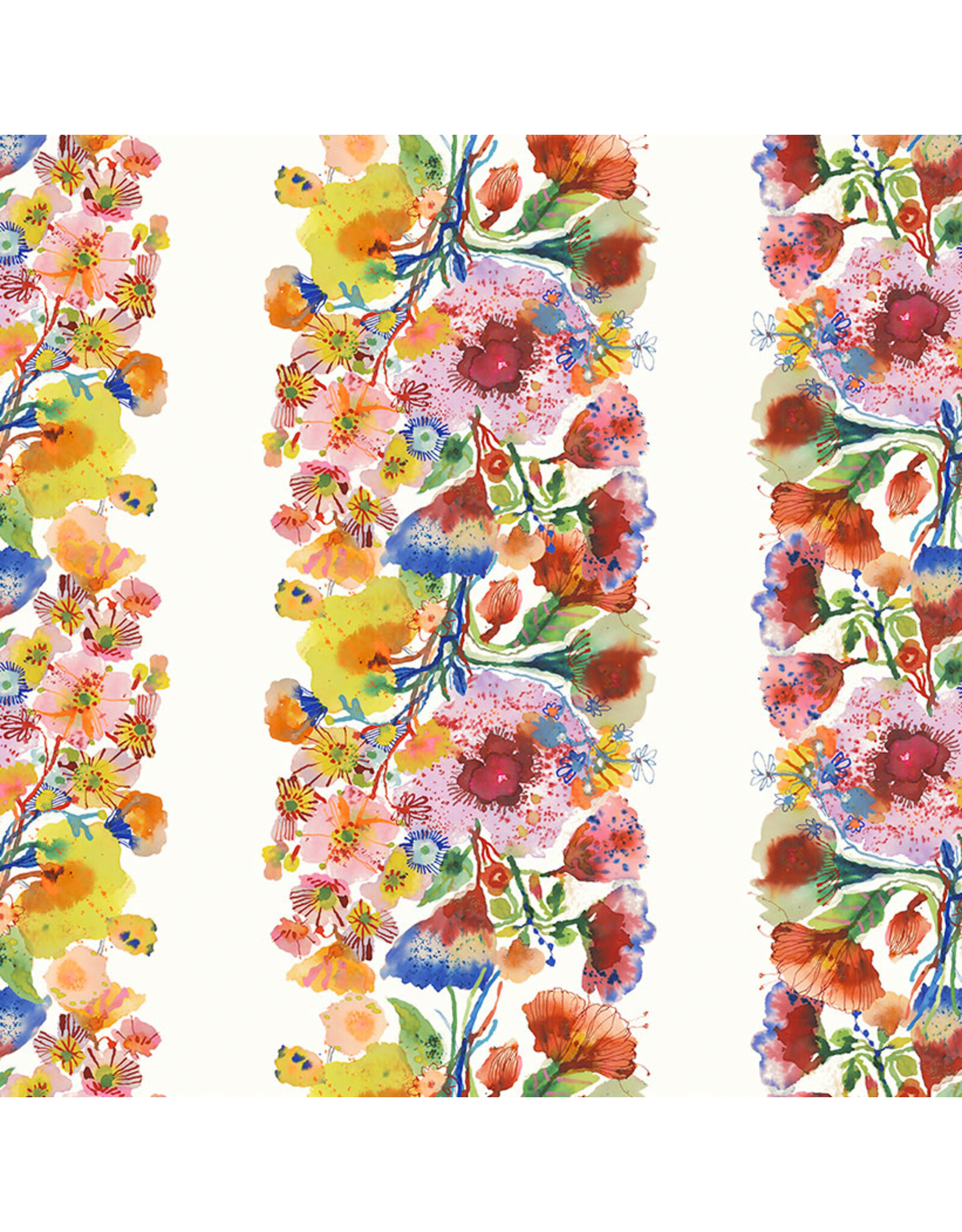 Carolyn Gavin Pompadours in Pink, Anemones in Mint, Fabric Half-Yards