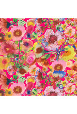 Carolyn Gavin Pompadours in Pink, Anemones On Pink in Pink, Fabric Half-Yards