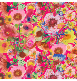 Carolyn Gavin Pompadours in Pink, Anemones On Pink in Pink, Fabric Half-Yards