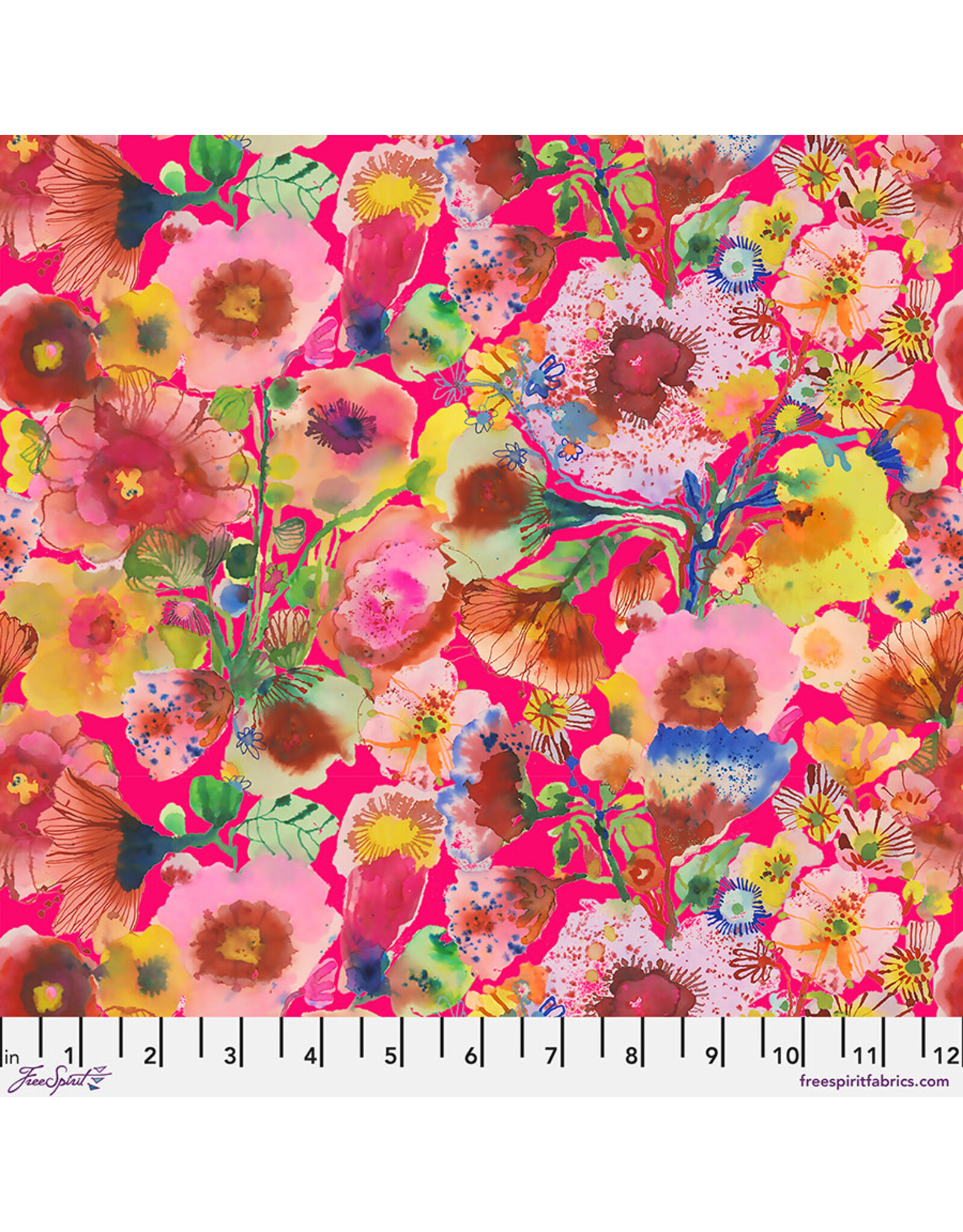 Carolyn Gavin Pompadours in Pink, Anemones On Pink in Pink, Fabric Half-Yards
