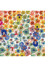 Carolyn Gavin Pompadours in Pink, Color Riot in Rainbow, Fabric Half-Yards