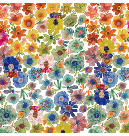 Carolyn Gavin Pompadours in Pink, Color Riot in Rainbow, Fabric Half-Yards