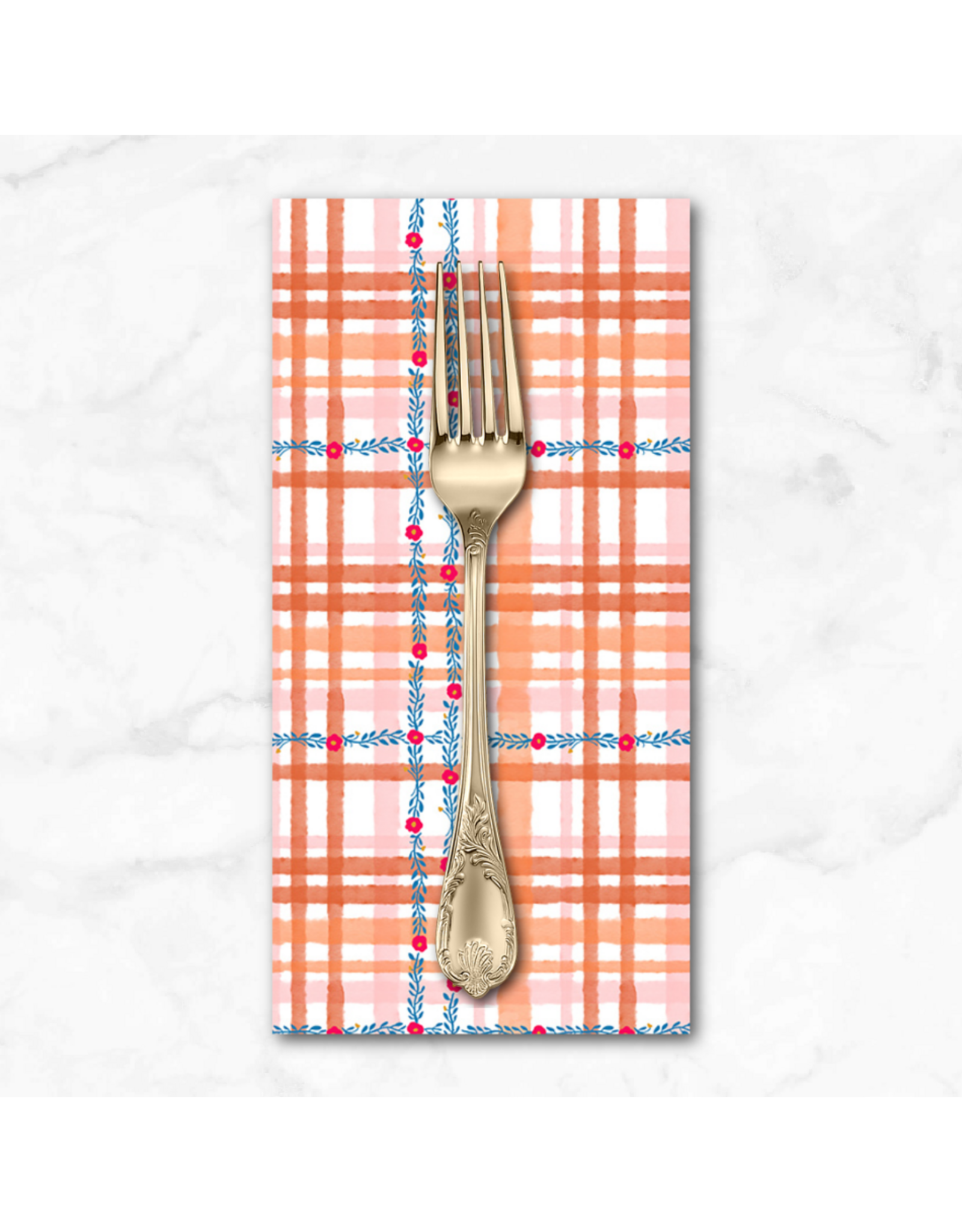 PD's Carolyn Gavin Collection Pompadours in Pink, Daisy Check in Orange, Dinner Napkin