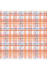 Carolyn Gavin Pompadours in Pink, Daisy Check in Orange, Fabric Half-Yards