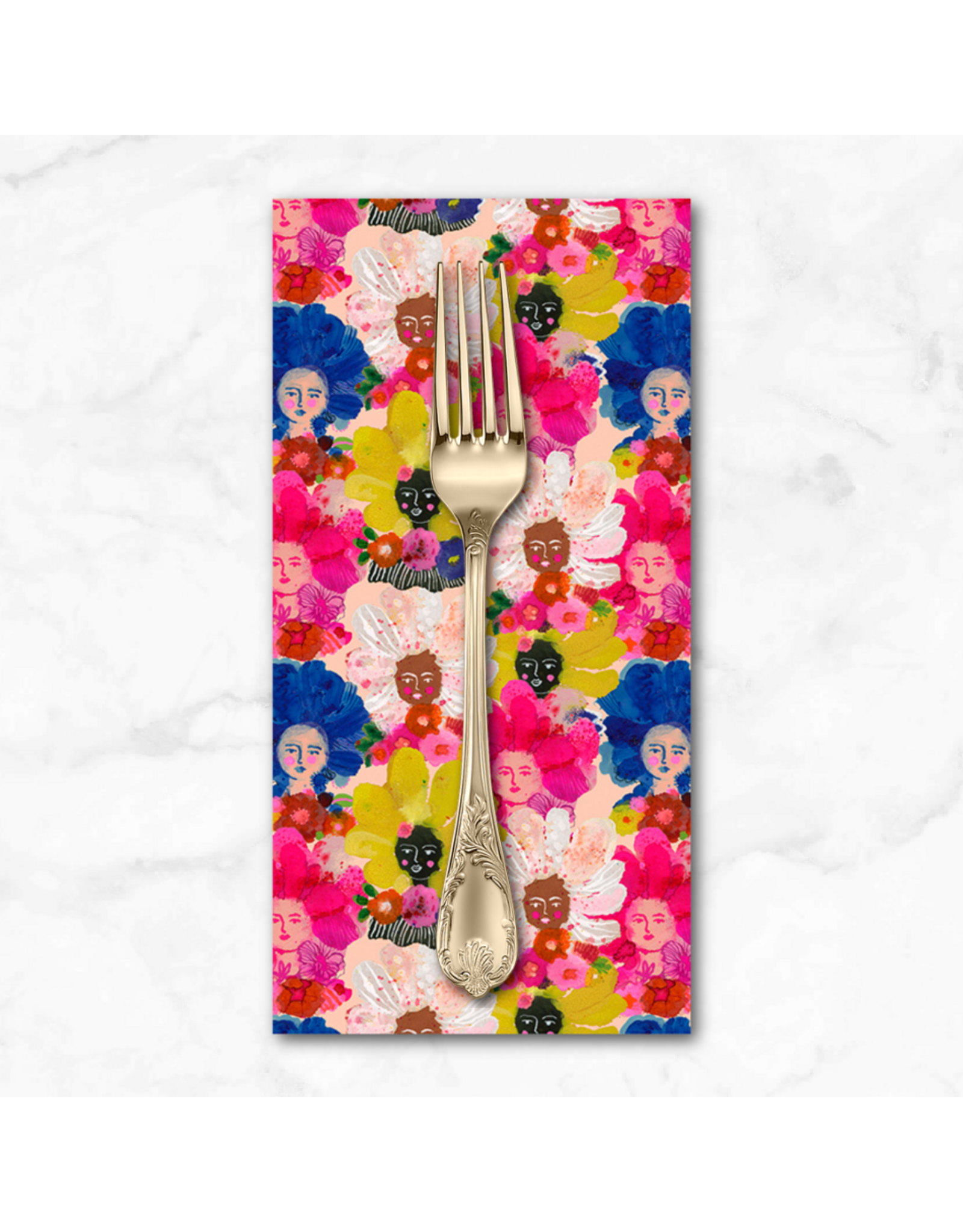 PD's Carolyn Gavin Collection Pompadours in Pink, Mini Pompadours in Multi, Dinner Napkin