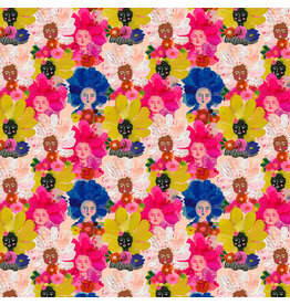 Carolyn Gavin Pompadours in Pink, Mini Pompadours in Multi, Fabric Half-Yards