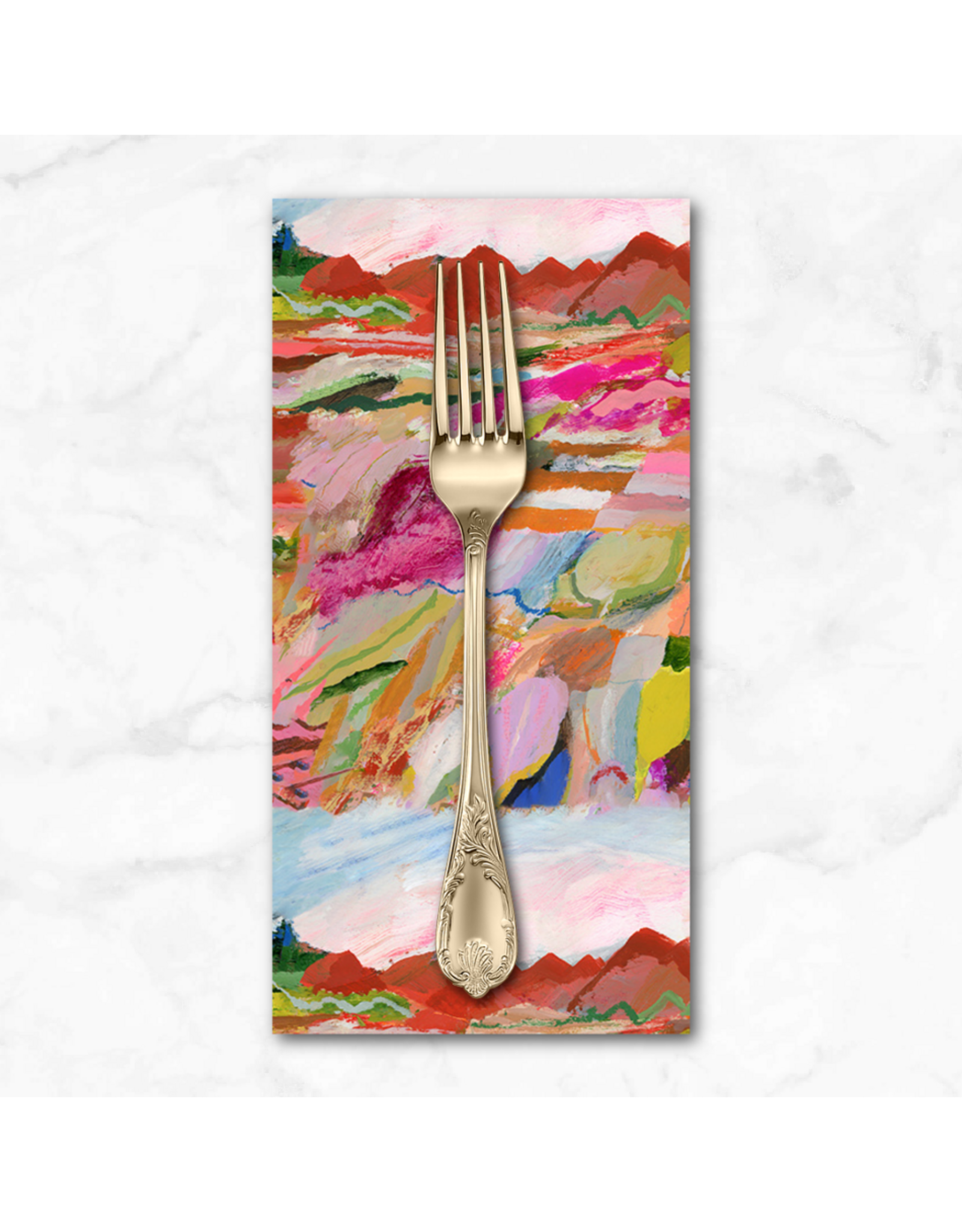 PD's Carolyn Gavin Collection Pompadours in Pink, Red Song in Multi, Dinner Napkin