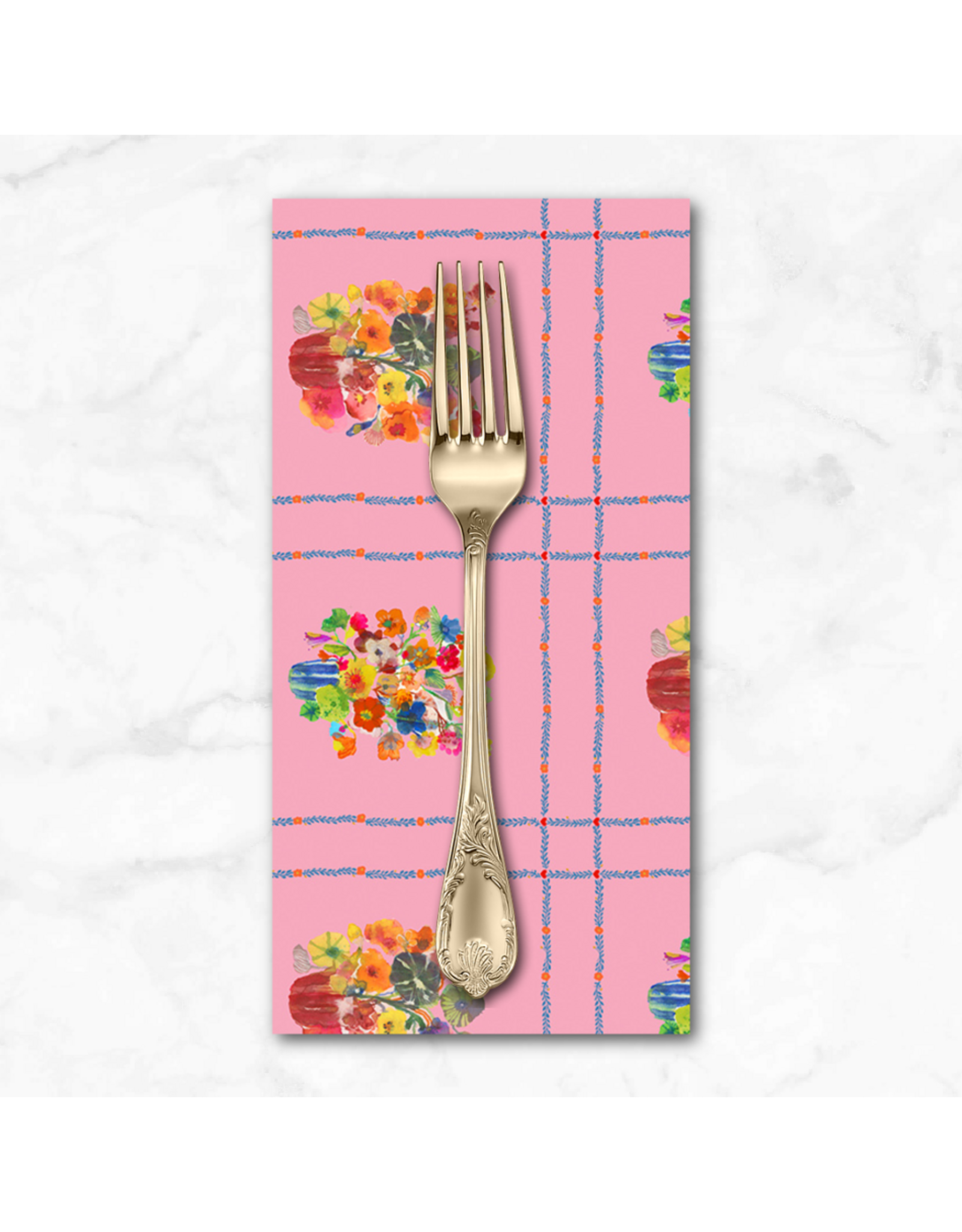 PD's Carolyn Gavin Collection Pompadours in Pink, Summer Bouquet in Pink, Dinner Napkin