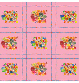 Carolyn Gavin Pompadours in Pink, Summer Bouquet in Pink, Fabric Half-Yards