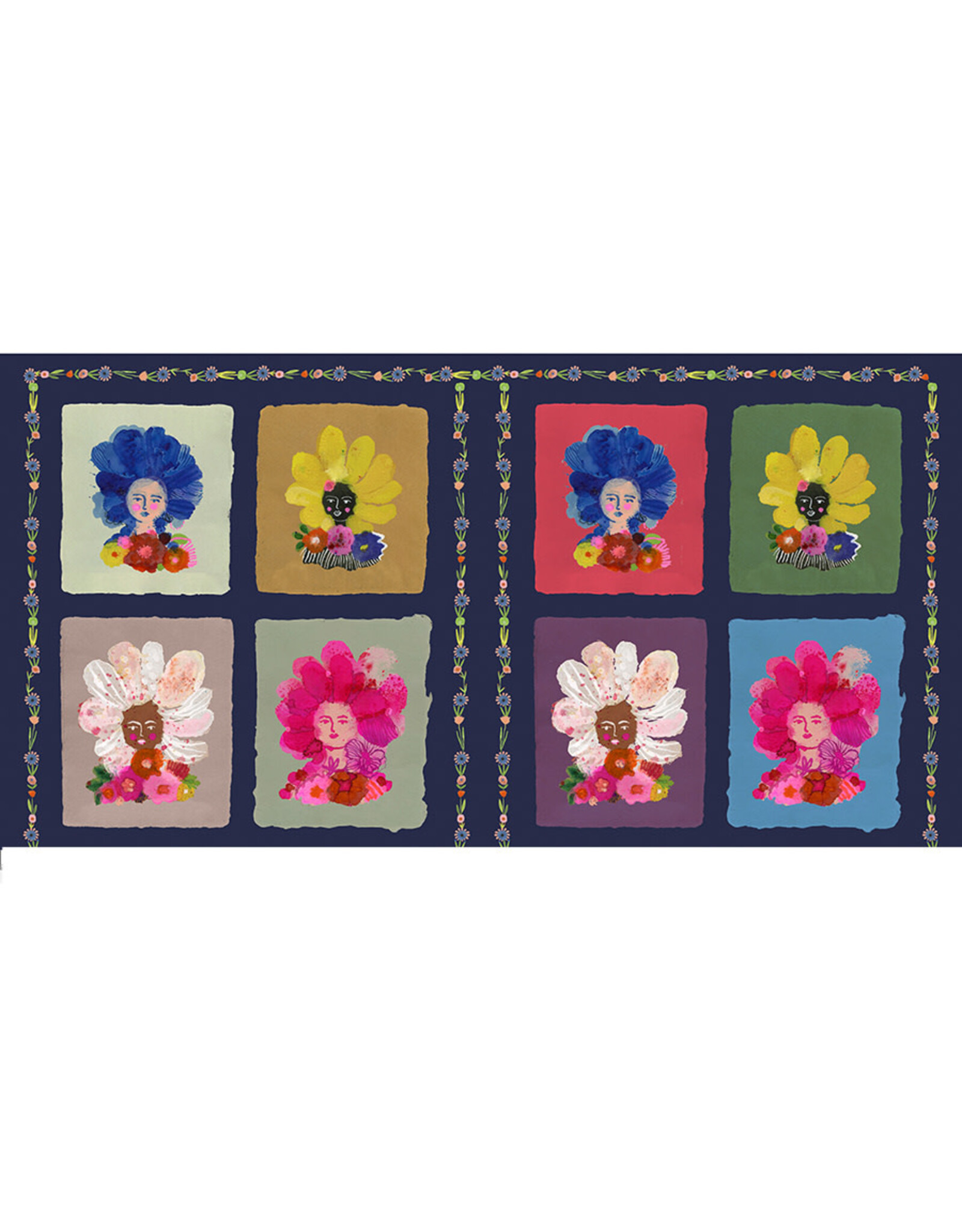 Carolyn Gavin Pompadours in Pink, Pompadours, Fabric Panel 24" x 44"