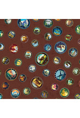Riley Blake Fabrics National Parks, Emblems in Brown, Fabric Half-Yards