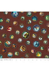 Riley Blake Fabrics National Parks, Emblems in Brown, Fabric Half-Yards