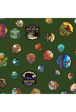 Riley Blake Fabrics National Parks, Patches in Green, Fabric Half-Yards