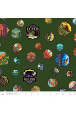 Riley Blake Fabrics National Parks, Patches in Green, Fabric Half-Yards