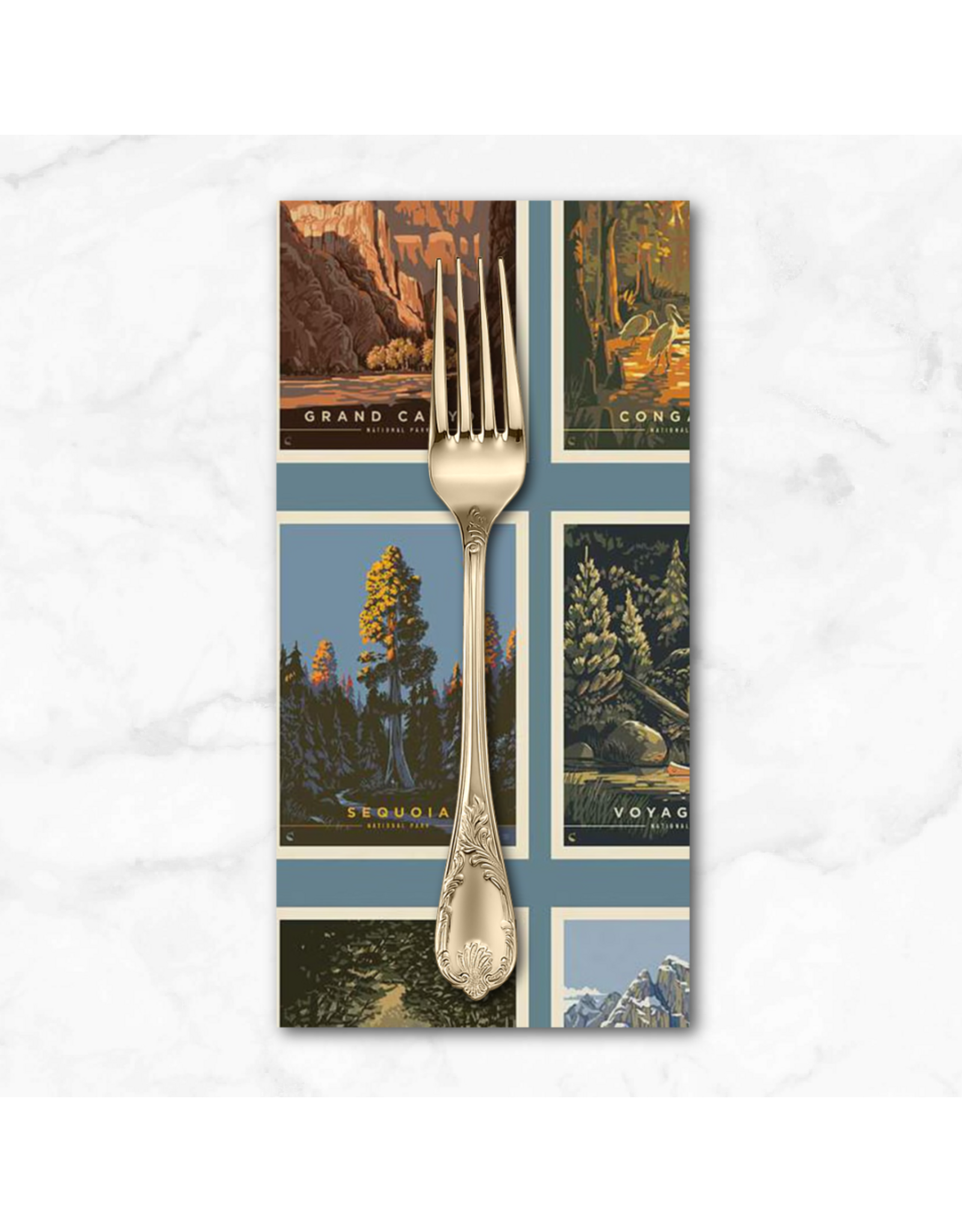 PD's Riley Blake Collection National Parks, Postcards in Blue, Dinner Napkin