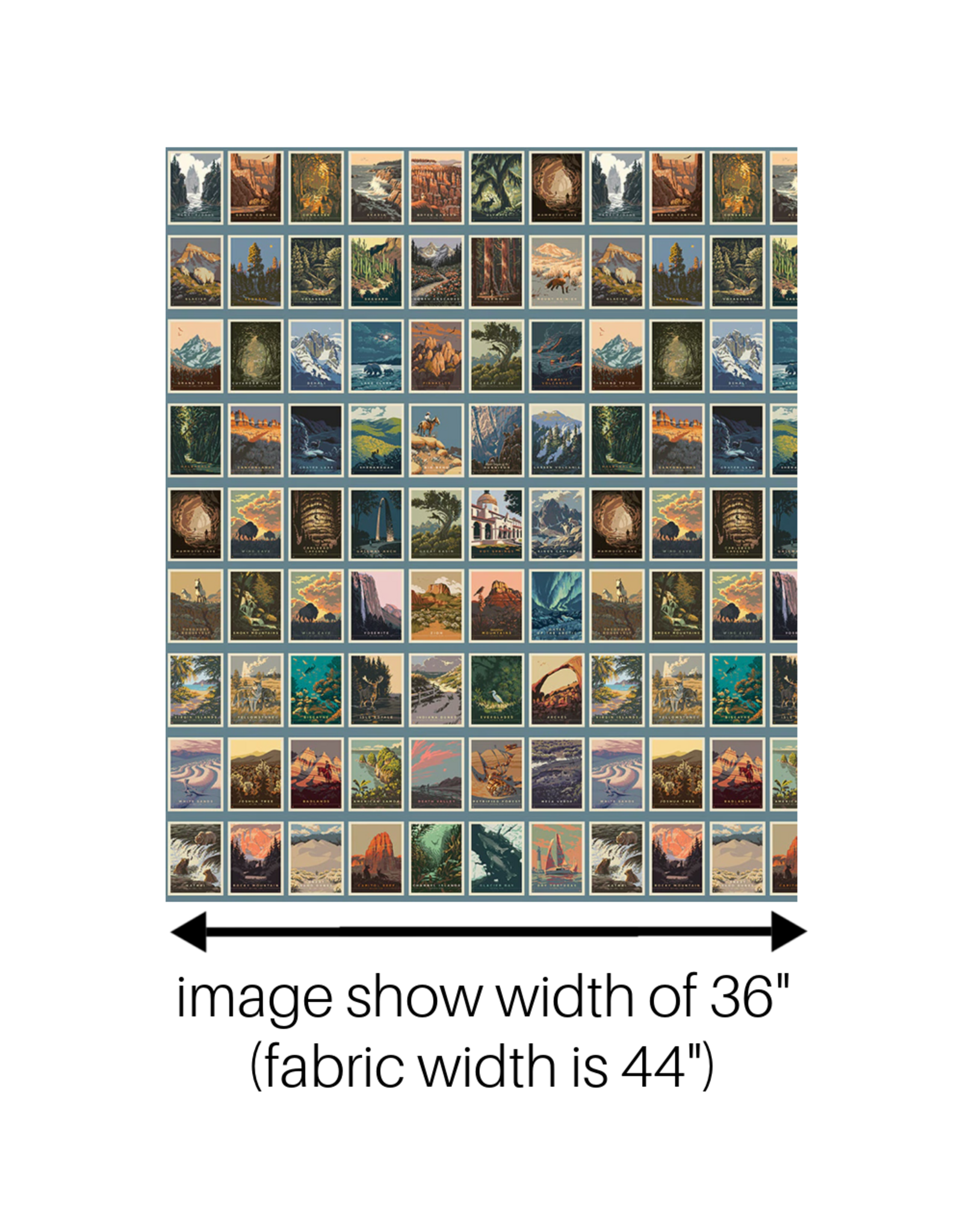 PD's Riley Blake Collection National Parks, Postcards in Blue, Dinner Napkin