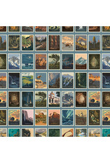 Riley Blake Fabrics National Parks, Postcards in Blue, Fabric Half-Yards