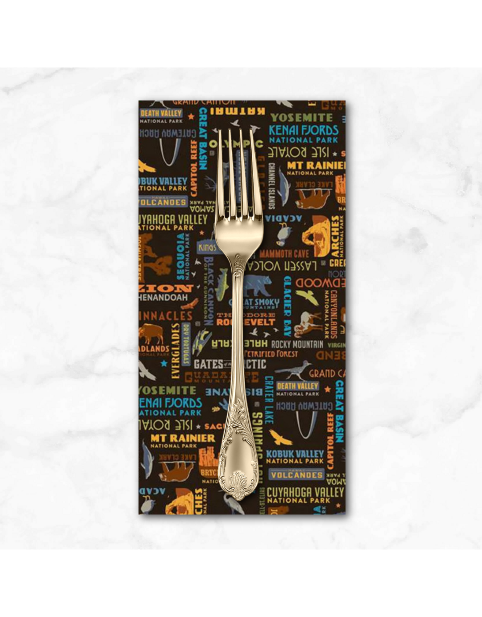 PD's Riley Blake Collection National Parks, Word Print in Black, Dinner Napkin