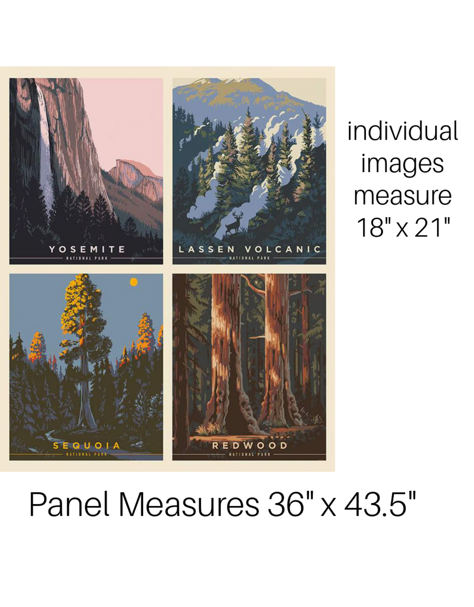 Riley Blake Fabrics National Parks, California National Parks 36" x 43.5"  Fabric Panel