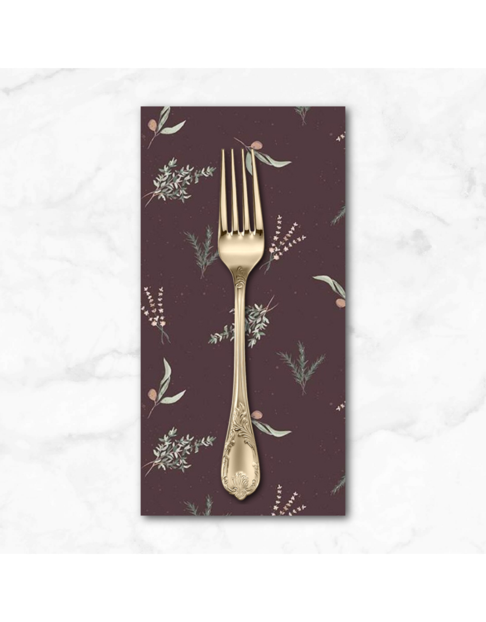 PD's Riley Blake Collection Olive Grove, Herbs in Eggplant, Dinner Napkin