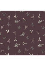 Riley Blake Fabrics Olive Grove, Herbs in Eggplant, Fabric Half-Yards