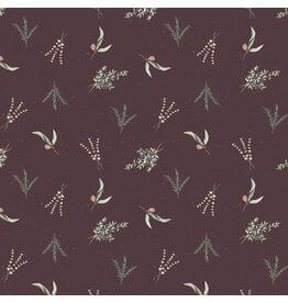 Riley Blake Fabrics Olive Grove, Herbs in Eggplant, Fabric Half-Yards