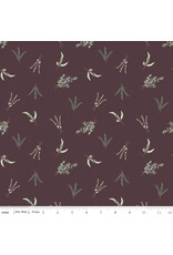 Riley Blake Fabrics Olive Grove, Herbs in Eggplant, Fabric Half-Yards