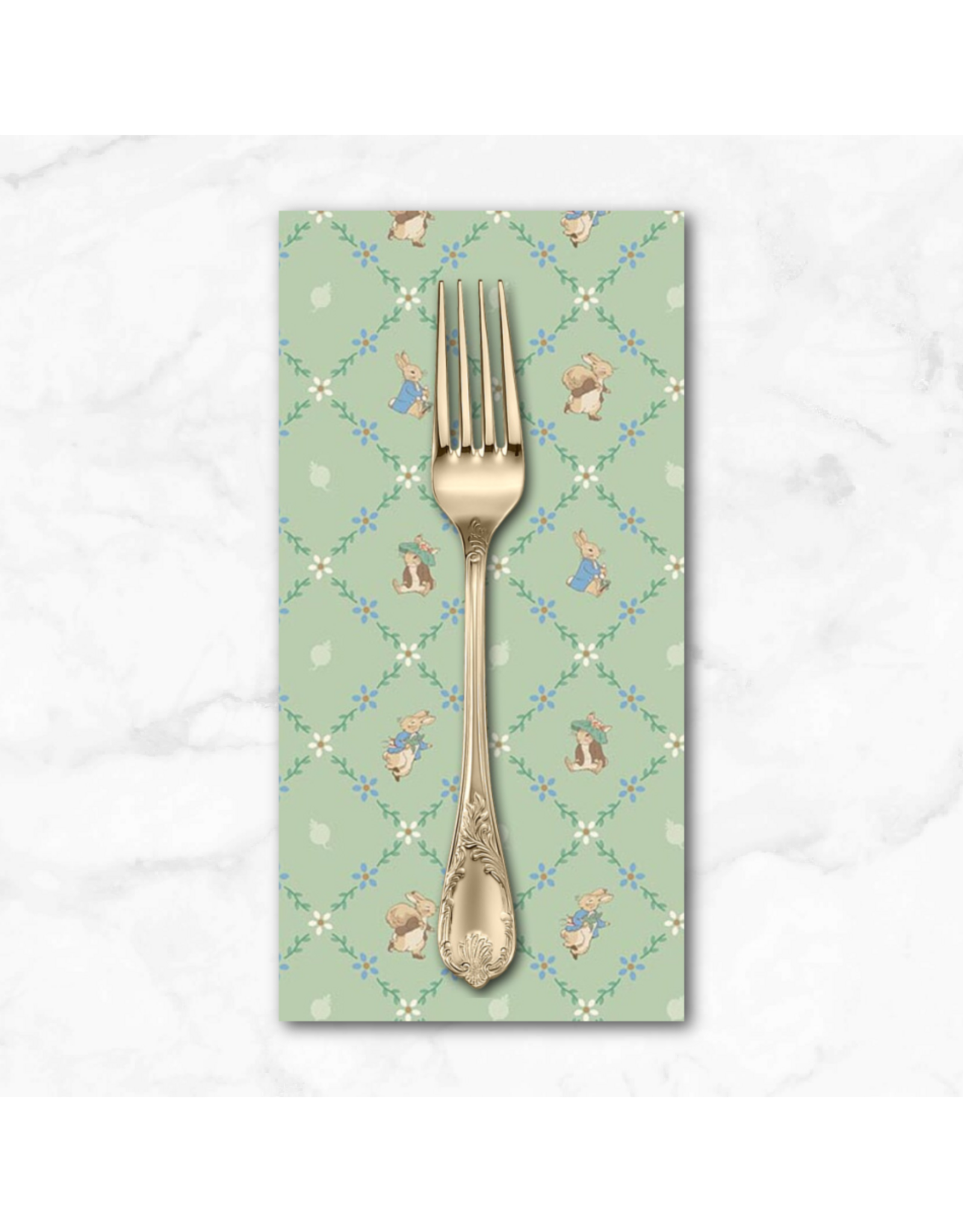 PD's Riley Blake Collection Peter Rabbit and Benjamin Bunny, Lattice in Green, Dinner Napkin