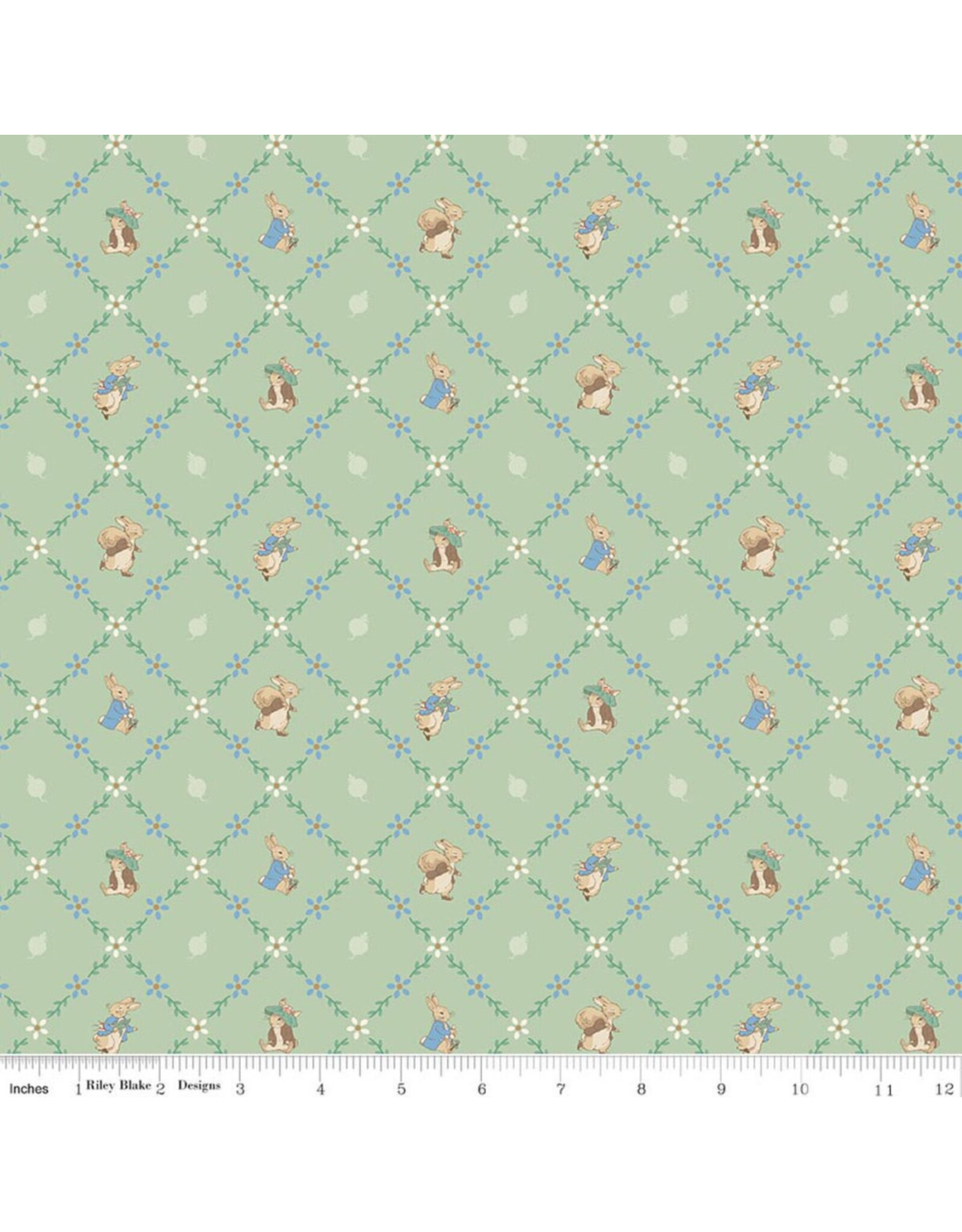 PD's Riley Blake Collection Peter Rabbit and Benjamin Bunny, Lattice in Green, Dinner Napkin