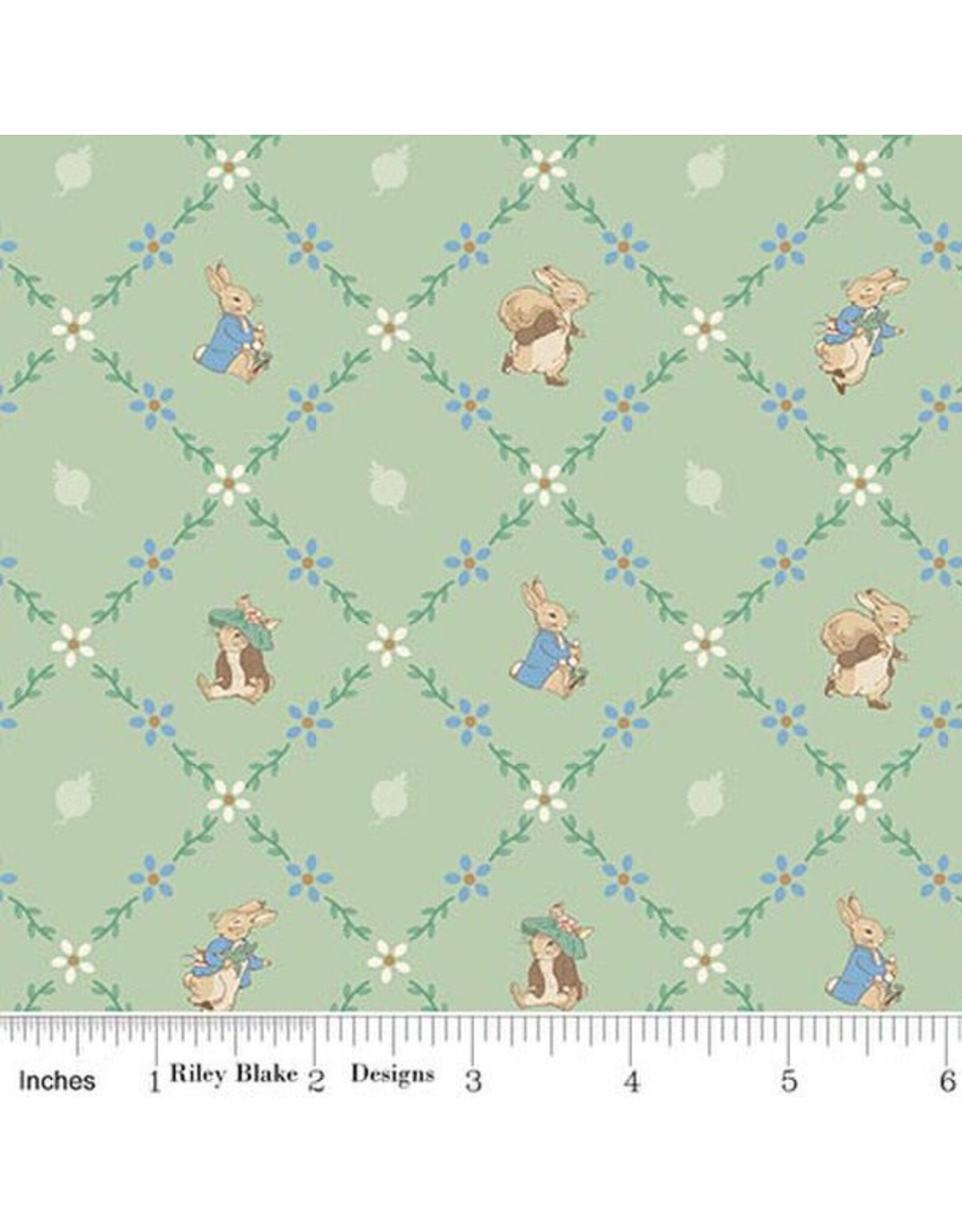 PD's Riley Blake Collection Peter Rabbit and Benjamin Bunny, Lattice in Green, Dinner Napkin