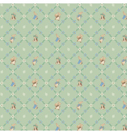 Riley Blake Fabrics Peter Rabbit and Benjamin Bunny, Lattice in Green, Fabric Half-Yards