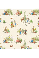 Riley Blake Fabrics Peter Rabbit and Benjamin Bunny, Main in Cream, Fabric Half-Yards