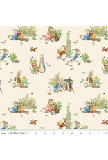 Riley Blake Fabrics Peter Rabbit and Benjamin Bunny, Main in Cream, Fabric Half-Yards