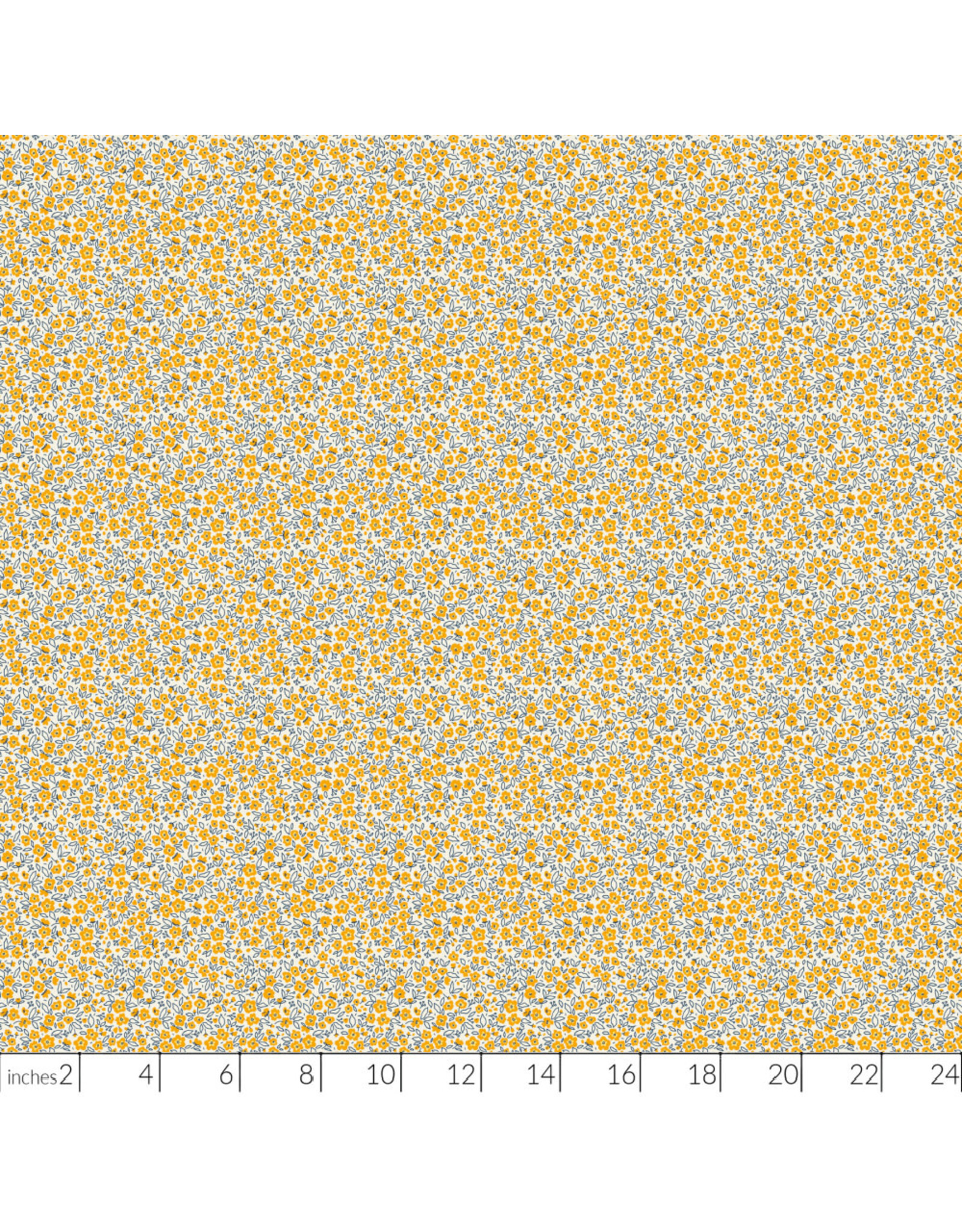 Figo Pocket Posies, Floral Dapple in Gold, Fabric Half-Yards