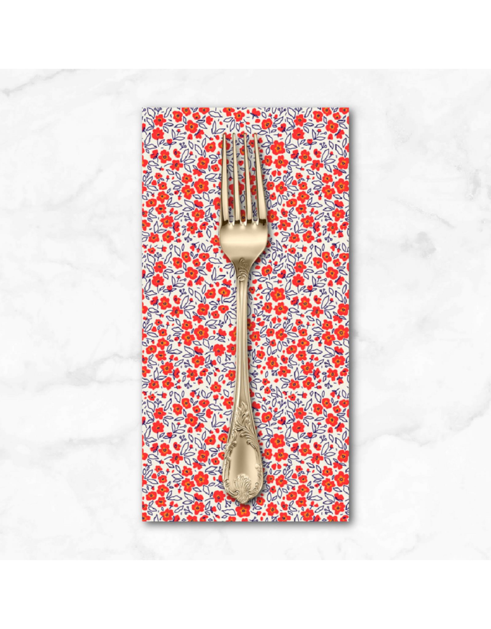 PD's Figo Collection Pocket Posies, Floral Dapple in Red, Dinner Napkin