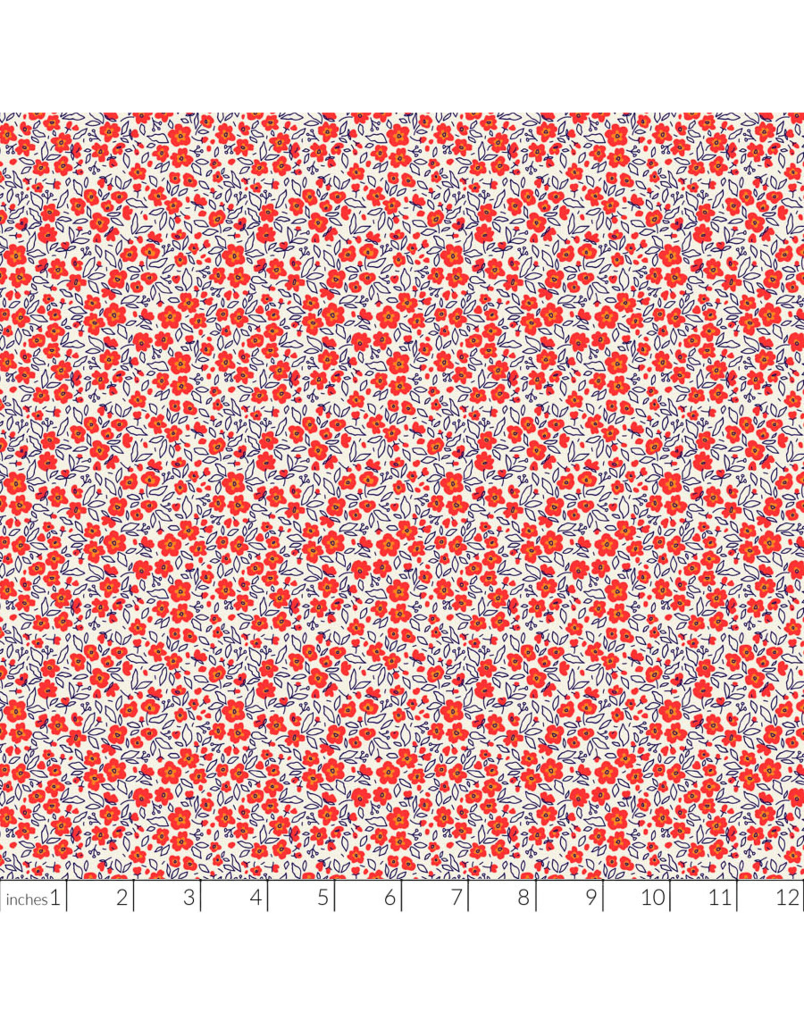 PD's Figo Collection Pocket Posies, Floral Dapple in Red, Dinner Napkin